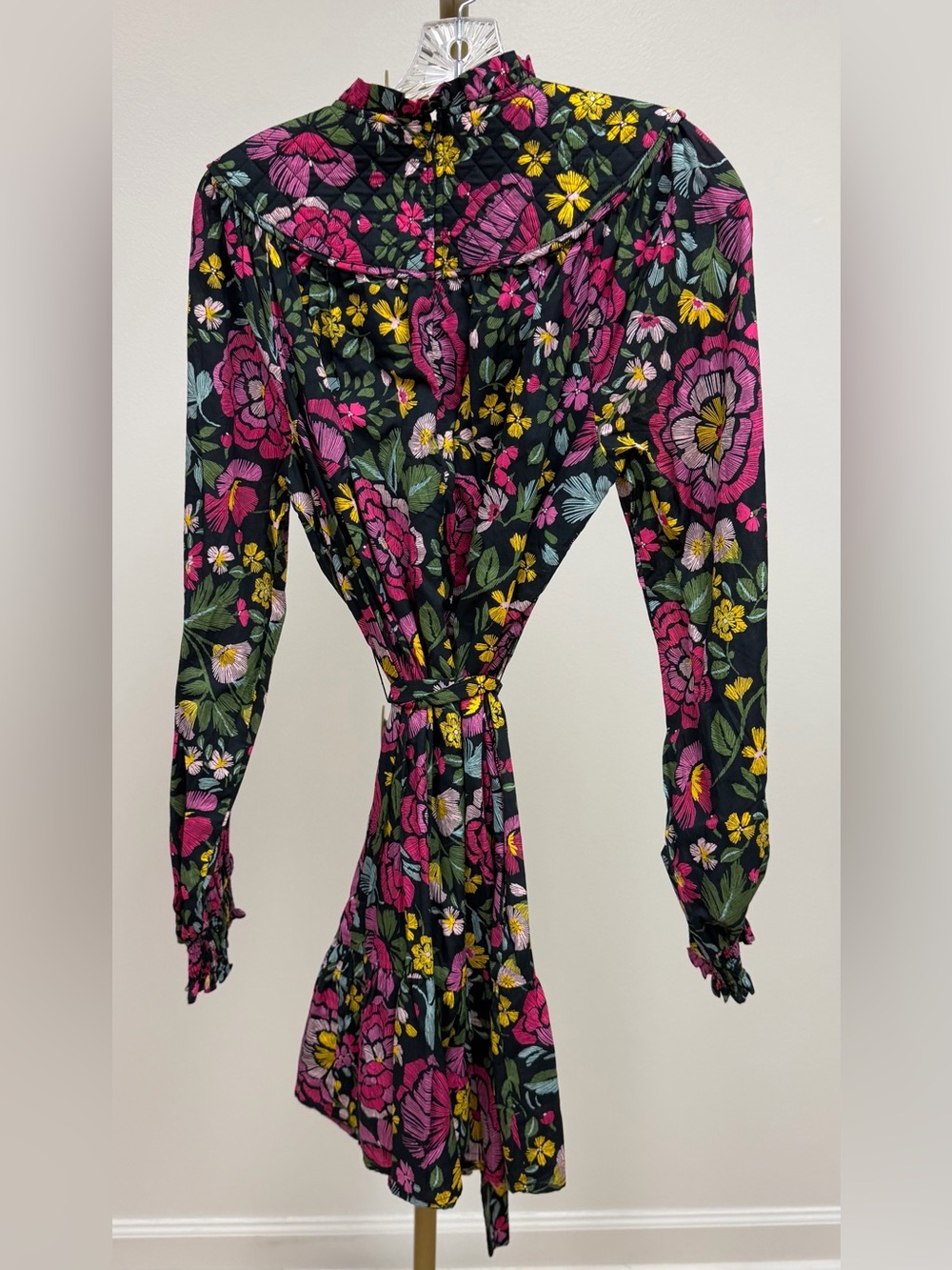 Fate Black Floral Dress with Pink and Yellow Blooms - Picture 3 of 5